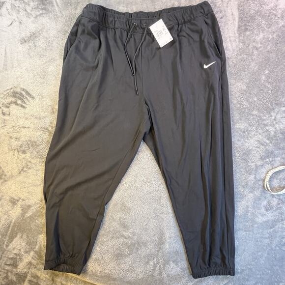 Nike Pants Womens 3XL Joggers Drawstring Sweats Swoosh Black Comfort Cotton - Picture 1 of 10